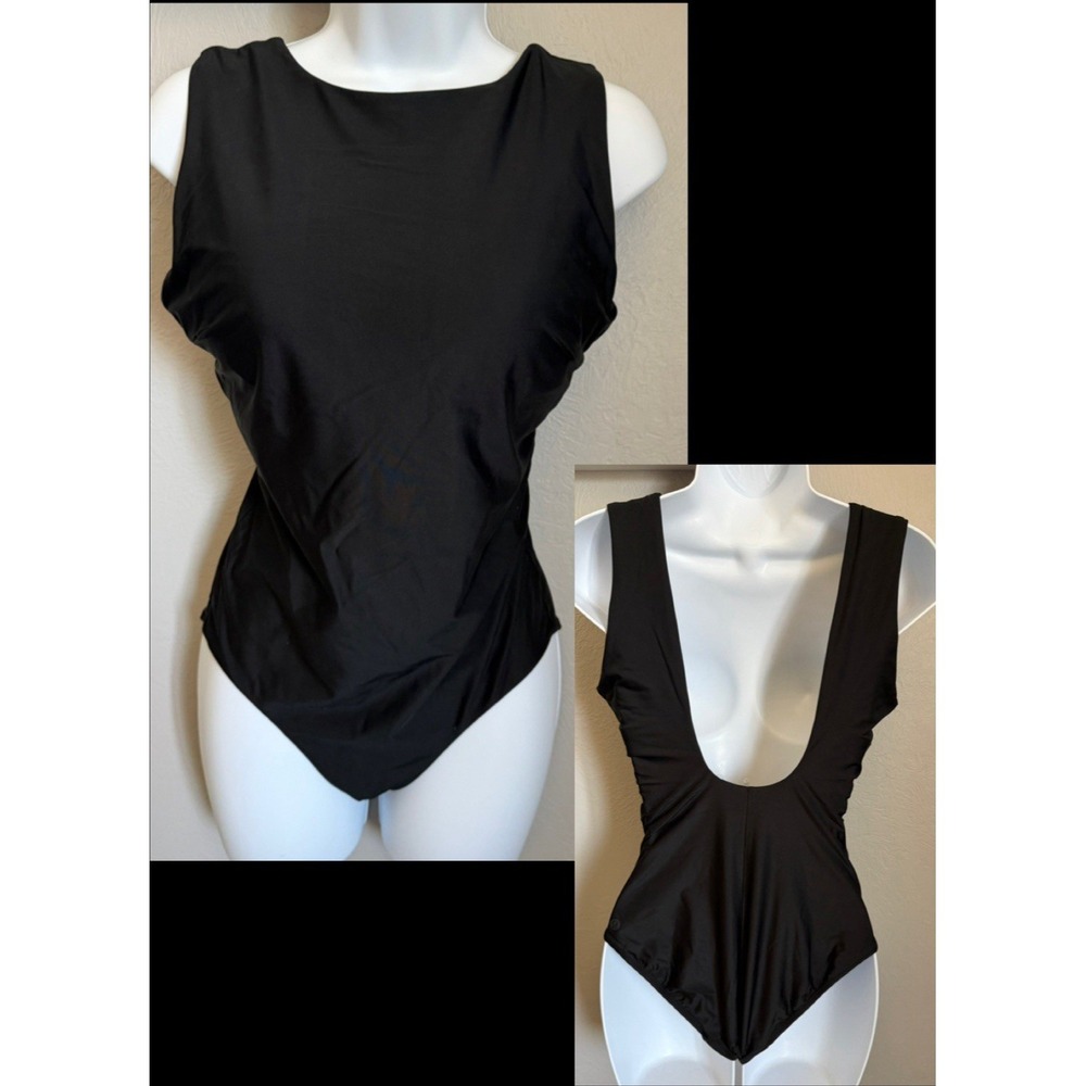 Lululemon Waterside One-Piece Womens Size 8 Black Swimsuit High-Neck Open Back